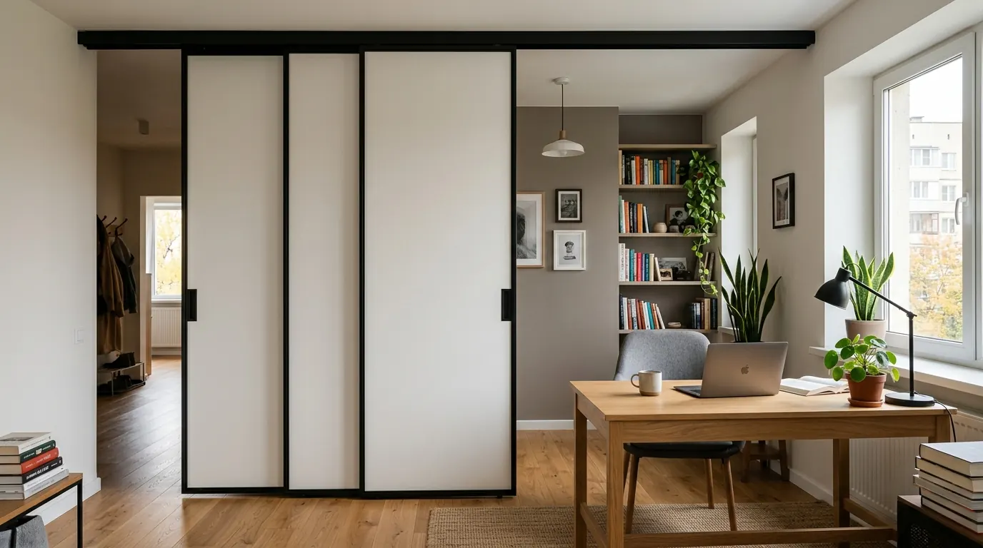 Зеркальная перегородка для зонирования раздвижная в Москве — пример работы №3